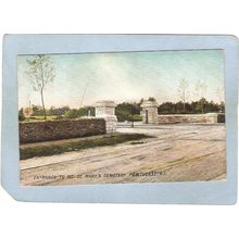 Rhode Island Pawtucket Postcard Entrance To Mt St Mary's Cemetery Street S~1024