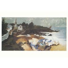 Christopher Wood Sleeping Fisherman Fishing at Brittany France Painting Postcard