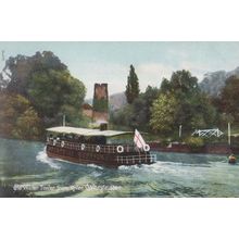 Sailing Boat Ship Passes Worcester Old Water Tower Flag Flying Antique Postcard
