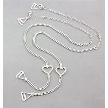 Bra Straps - Ball Cain With Clear Rhinestone Hearts - BS-HH131-HRT
