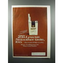 1978 Kent Cigarette Ad - 25% Less Tar