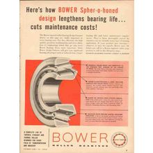 BOWER ROLLER BEARING COMPANY 1954 Spher-o-honed design vintage ad