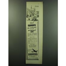 1949 Sabena Belgian Airlines Ad - Fly to Europe the luxury way