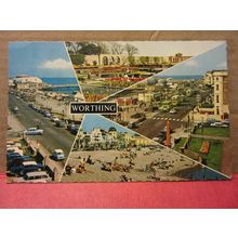 multiview, WORTHING, SUSSEX used postcard by D. Constance dated 1975 =
