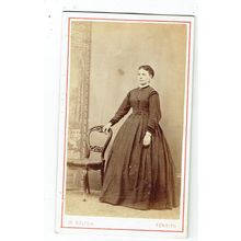 Victorian cdv photo young woman long frock standing Penrith photographer