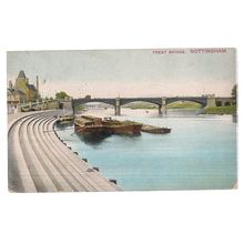 TRENT BRIDGE, NOTTINGHAM, used vintage postcard 1907 postmark =