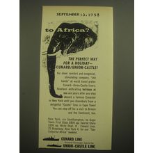 1958 Cunard Line / Union-Castle Line Cruise Ad - To Africa?