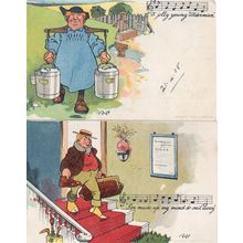 Boarding House Sail Away Song Milk Farmer 2x Comic Song Postcard s