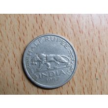 India 1947 1/2 Rupee Coin