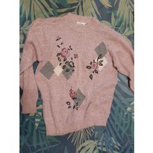 womens bettina knits size small 80 - 85cm bust pink embroidered jumper
