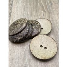 Extra Large 62mm Coconut Shell Buttons 2 Hole Crafts Scrapbooking Brown 4 Pack
