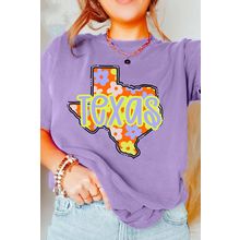 Wisteria TEXAS Flower Print Crew Neck T Shirt
