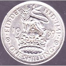 1939 Great Britain 1 Shilling Silver Coin English