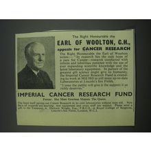 1957 Imperial Cancer Research Fund Ad - The right honourable Earl of Woolton