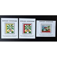 Centrafricaine 1988 Mi. A-C 1354 Blocs Luxe proclamation République Dove Oiseau