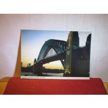 HARBOUR BRIDGE AT DUSK, SYDNEY, N.S.W. AUSTRALIA used postcard.1978 pm, =