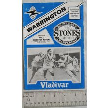 1989 programme Warrington v, Hull Kingston Rovers
