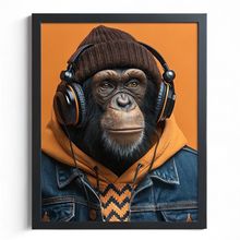 Hipster Monkey Wall Art Funny Chimp Print Monkey Dressed As Human Novelty Art Po