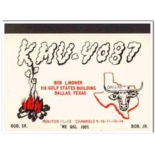 kmv-4087 bob lindner dallas texas 1960s cb radio qsl vintage postcard