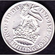 1929 Great Britain 1 Shilling Silver Coin