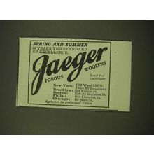 1902 Jaeger Underwear Ad - Spring and summer 24 years the standard of excellence