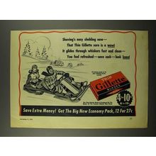 1941 Gillette Thin Blades Ad - Easy Sledding Now