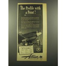1941 GM Allison Aircraft Engine Ad - Profile With Point