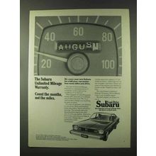 1974 Subaru Cars Ad - Unlimited Mileage Warranty