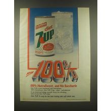 1985 Diet 7up Soda Ad - 100% NutraSweet no Saccharin