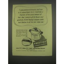 1949 Prestige Pressure Cookers Ad - I cook potatoes in 8 minutes