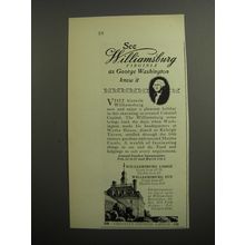 1952 Williamsburg Virginia Ad - See Williamsburg Virginia as George Washington