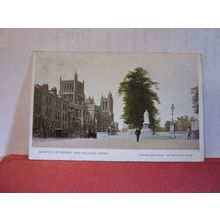 CATHEDRAL & COLLEGE GREEN, BRISTOL. used antique postcard 1908 pm =