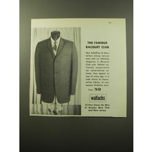 1960 Wallachs Hart Schaffner & Marx Racquet Club Suit Advertisement