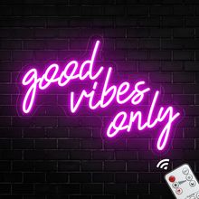 Good Vibes Only Neon Signs for Wall Decor, Pink Neon Sign for Bedroom, Good Vibe