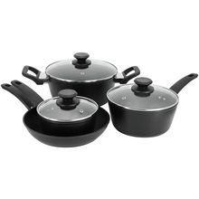 Oster Connelly 7 Piece Textured Nonstick Aluminum Cookware Set in Black