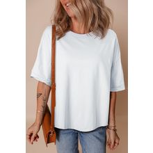 White Loose Half Sleeve Hi Low Hem T Shirt
