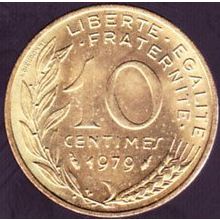 1979 France 10 Centimes Coin