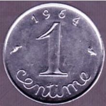 1964 France 1 Centime Coin