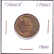 1940 France 1 Franc Coin