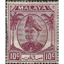 SELANGOR, MALAYA, Sultan Hisamuddin Alam Shah, violet 1949, 10c