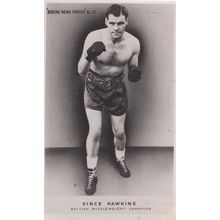 Vince Hawkins 1940s British Boxing Champion Old Real Photo Postcard