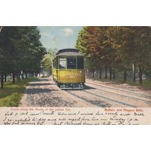 Scene Of The Route Of Yellow Car Bus Buffalo Niagara USA Postcard