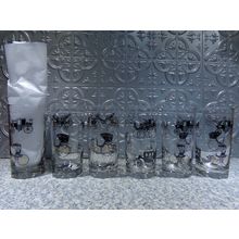 Vintage Antique Cars Black & Gold Collins Glasses (6) Libbey EUC