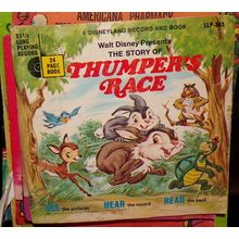 WALT DISNEY'S 1970 THUMPER'S RACE BOOK WITH SONGS AND 33-1/3 RECORD