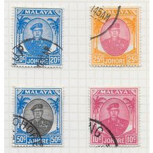 JOHORE SULTAN SIR IBRAHIM MALAYA 1949 4 STAMP LOT SG141a 142 144 139 SG USED