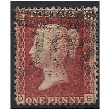 1858 SG43 1d Red Plate 210 Good Used Check Letters "DB" - pin hole.