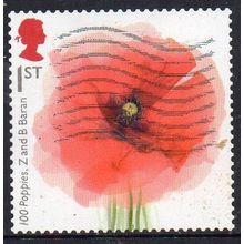 GB 2018 Centenary of WWI - 100 Poppies, Z&B Baran 1st s/a Used