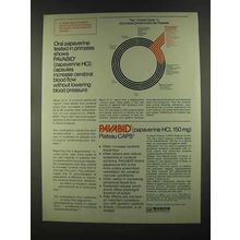 1972 Marion Laboratories PAVABID Pappaverine HCI Ad