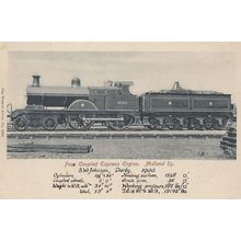 Midland Railway Four Coupled Express Engine SW Johnson Derby Old Train Postcard