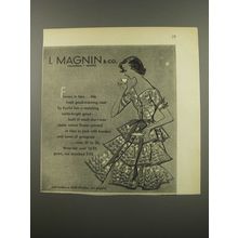1955 I. Magnin Eyeful Coat and Gown Ad - Flowers in tiers